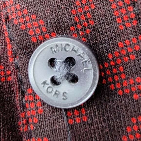 Michael Kors Men's Red & Black Signature Logo Monogram Polo Shirt Size Medium - Picture 7 of 9